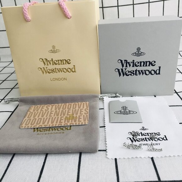 NEW Vivienne Westwood name letters silver Stud Earrings - Picture 1 of 9